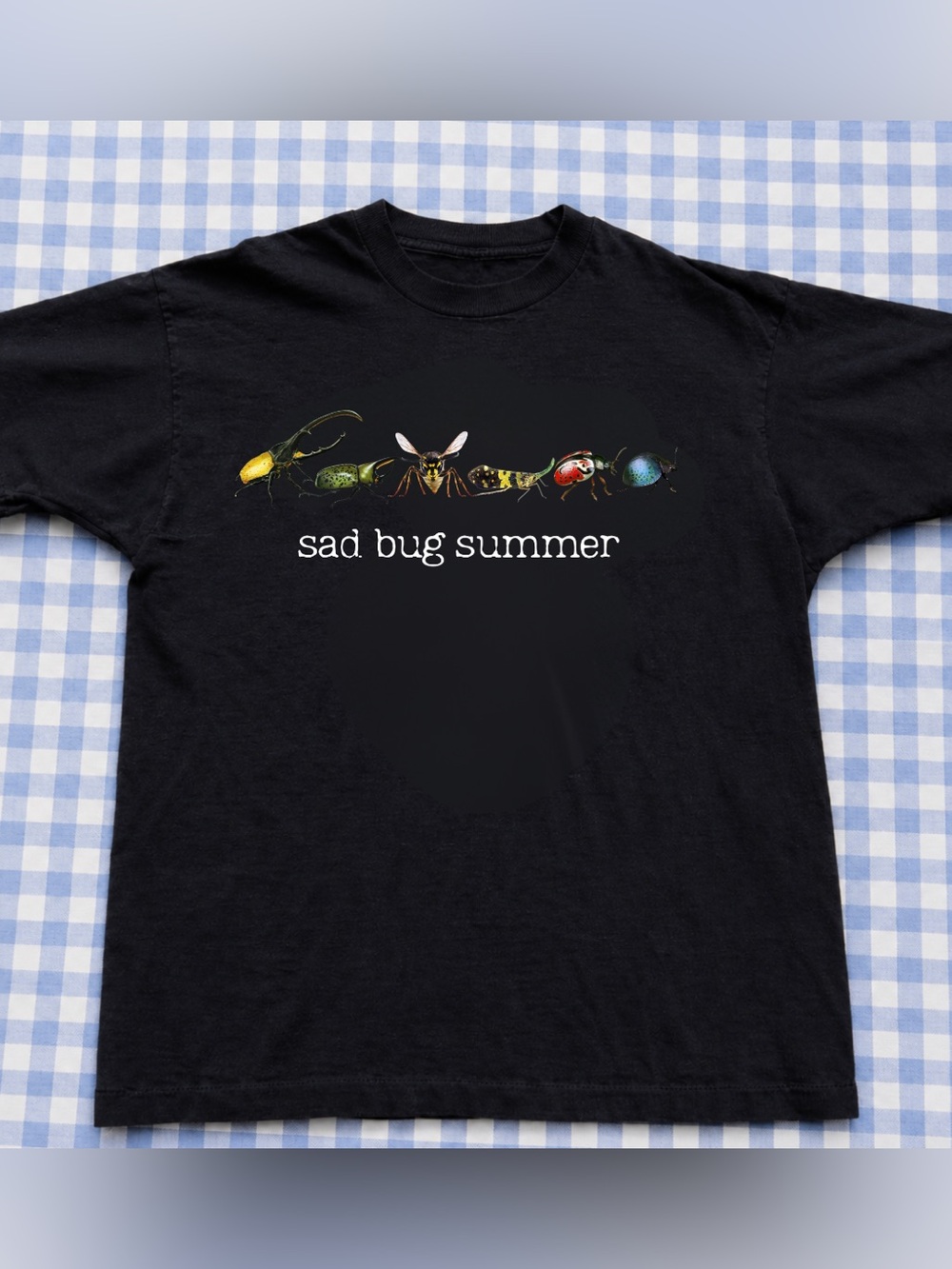 Black Colorful Bug Graphic Tee Illustrations And Sad Bug Summer Slogan